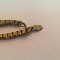 Vintage Signed Miriam Haskell Tag Long Box Chain Brass 36in Necklace Jewelry
