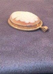 Victorian Era Carved Shell Cameo Pendant 1/20 10KT Gold Filled Stamped C.T.