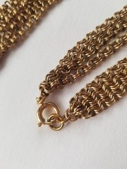 Vintage 54″ Multi Chain Necklace Faux Champagne Pearls Rhinestones Germany