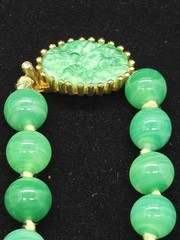 Vtg Signed Joseph Mazer Jomaz Faux Jade Swirled Green Glass Beaded Necklace