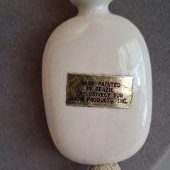 1970s Vintage Avon Ceramic Floral Pink Painted Pendant Necklace Silk Tassel 23″