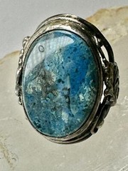 Art Nouveau ring Floral Art Deco leaves band Size 4.25 Sterling Silver women gir