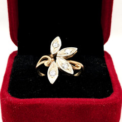 Vintage Luxury RING Silver 925 Flower with chic inserts -size: 9US (19mm)| UA #3