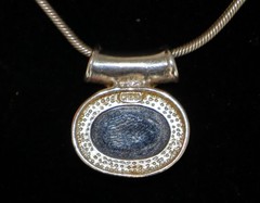 Vintage 925 Sterling Silver 16″ Necklace w/ Black Onyx Oval Slide Pendant 14.5gr