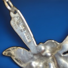 Vintage Sterling Silver Winged Fairy Pendant Necklace 16″ Fairytale Jewelry