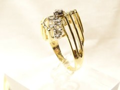 Vintage Unique Mid Century Modern 14 K Gold Diamond Twisted Column Sz 6 Ring RDW