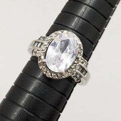 Vintage Elegant RING Silver 925 with Big Bright Stone -size: 8.25US (18mm) | #91
