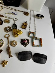 ANTIQUE ESTATE VICTORIAN JEWELRY LOT SOME WEARABLE 925 Czech GLASS Good To Fair