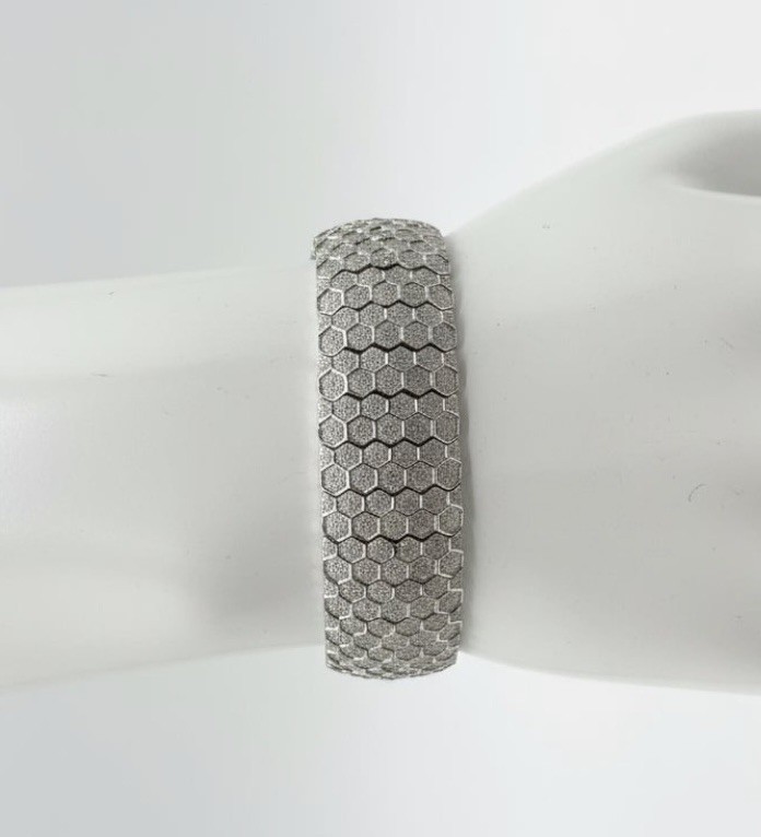 Vintage Bracelet CORO Pegasus Signed Honeycomb Textured Wide Link Chunky MCM Mod