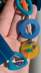 Chunky Vintage Mod Lucite Resin Statement Necklace – Geometric – Teal Blue…