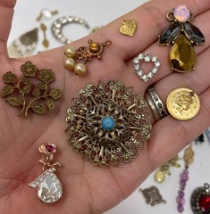 Lot Vtg & Modern Victorian Art Deco Style Pendants Findings Jewelry Craft J1