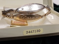Lot Of 2 Identity Bracelet Speidel Diamond Accent Engraved ID Chain