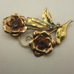 Vintage Barclay Gold Filled Brooch Floral SOME METAL DISCOLORATION