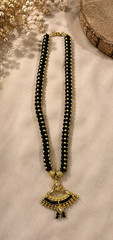 Vintage Black Gold Beaded Necklace Boho Ethnic Pendant Fashion Jewelry Gift