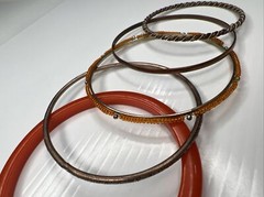 H1 Lot Orange Multicolor bangles Resin Metal Boho Hippie Glam Retro bracelets