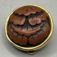 Vintage Givenchy France Brutalist Faux Cinnabar Button Clip-On Earrings 1977