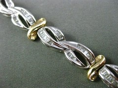 ESTATE 2.0CT BAGUETTE DIAMOND 14KT WHITE & YELLOW GOLD INFINITY TENNIS BRACELET