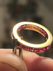 Vintage 925 Sterling/Thailand Ruby Red Channel Set Eternity Band Ring size 7