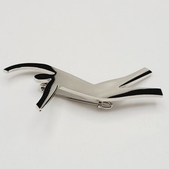 Modern Abstract Dancer Brooch Silver Tone Minimalist Silhouette 1990s Figure Pin