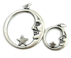 Moon Charm Pendant Lot Crescent Moon Star Celestial Silver Plated AS IS CRAFT