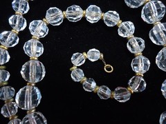 Antique Clear Faceted Crystal Chain Necklace 19″