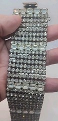 Vintage Wide Multistrand 1940’s Rhinestone Bracelet See Description 7.25″