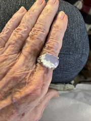 Ring. Sz 7.75. Big Opalite Stone In Silver Plate. Vintage