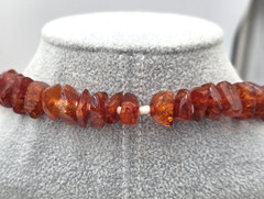 Baltic Amber Honey Necklace Graduated Chip Bead UV Reactive VTG 28 In