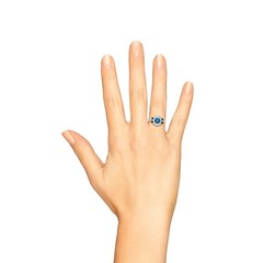 Art Deco Style Lab-Created Diamond & Sapphire Anniversary 14K White Gold FN Ring