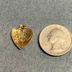 Floral Heart Charm Pendant Small Gold Valentine Love Retro BoHo Vintage Cottage