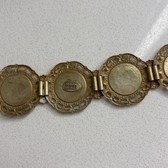 Miriam Haskell Vintage Gold Plated Coin Bracelet—Queen Of Australia—Statement!