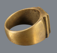 Vintage GOLD PLATED Brass Maybe MEN’S SIGNET RING Classic Cut Fan/Sun/Star SZ 11
