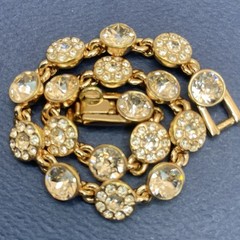 Givenchy Rose Gold Plated Peach Tone Crystal Studded Bracelet 7″ Vintage Sparkle