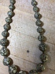 VTG PERSIAN MOSAIC INLAID TURQUOISE BALL BEAD sterling wrapped NECKLACE 18”