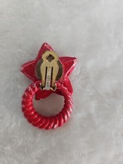 VTG Jeff Lieb Clip Earrings Red Star Rhinestone One Of A Kind Custom Handmade