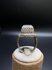 Rare Vintage Lapis Lazuli Eagle Intaglio Ring Size 8.25 Hand Carved Lapis