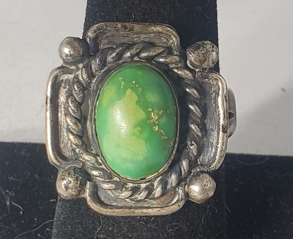 Vtg Sterling Silver SOUTHWESTERN Harvey Variscite Old Pawn Ring Lot ~ Sz 11