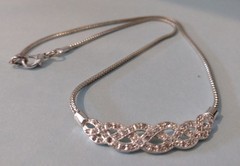 Vintage Signed Roman Necklace & Earrings – Silver Tone Diamond Look – Beautiful!