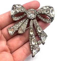 Rare 1942 Eisenberg Original Rhinestone Bow Brooch Patent Book Piece F. Nathan