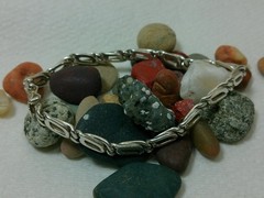 VTG 950 Sterling Silver Anchor Mariner Dbl Linked Chain Tennis Bracelet 8 1/8″