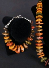 Vintage “Yellow Turquoise” Graduated Disc Beaded Natural Stone Necklace Bracelet