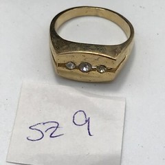 Vintage 18KT HGE Gold Plated & Cubic Zirconia in 3 Stone Ring varied sizes