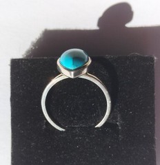 Vintage Teardrop-Shaped Natural Australian Turquoise Silver Ring Size P(17.75mm)
