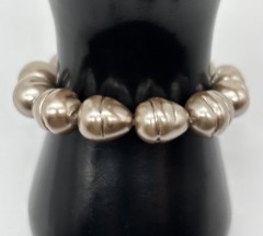 Vintage Roman Bracelet Extra-Large Faux Champagne Baroque Pearls Stretch, Signed