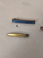 Lot Of (4) Bar Brooch Pins (2) Enamel (1) Gold Tone (1) Marked Gold Top As Is