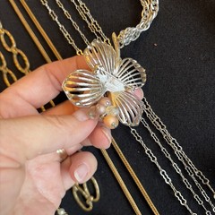 Vintage 1960’s Rhinestone & Faux Pearl Gold Silver Tone Designer Costume Jewelry