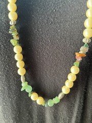 Vintage Pearls Agate, Jade & Carnelian Stone Bead Long Necklace 1960’s