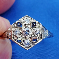 Original EARTH MINED DIAMOND Deco Engagement Ring Vintage Solid 14K WHITE GOLD