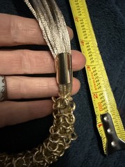 Unmarked jewelry, Gold Silk Ribbon, Gold/silver Accents, Necklace & Bracelet Set