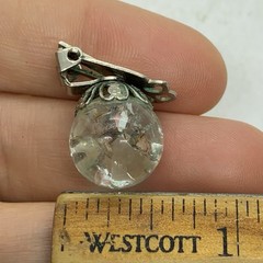 Vtg Clear Crackle Glass Orb Ball Bead Chunky Stud Earrings Clip Huggie